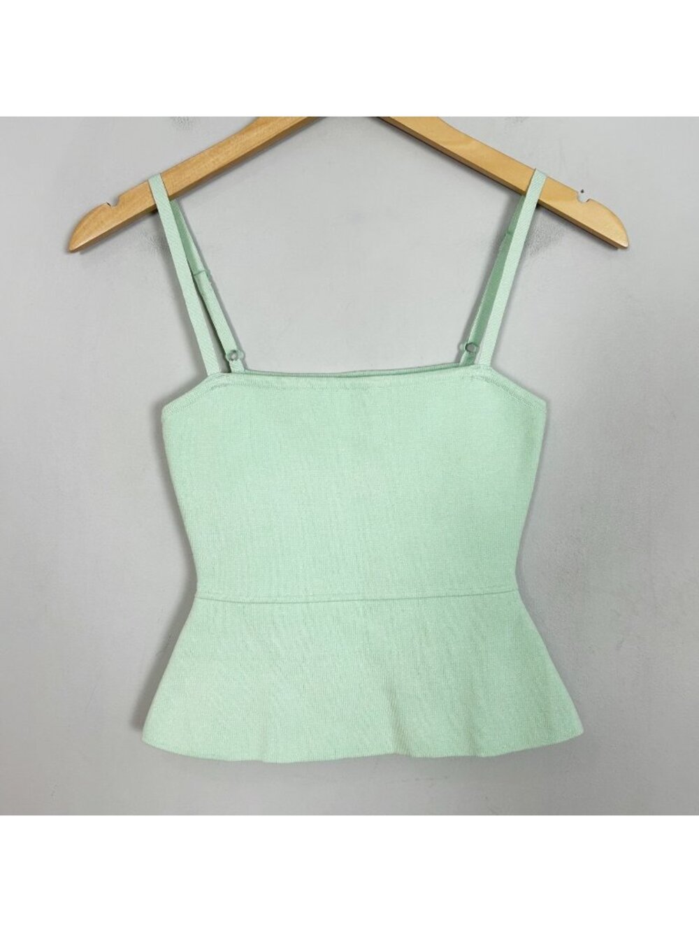 NEW Zara Mint Green Peplum Tank Top Stretch Sweater Knit‎ Size XS Women's